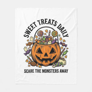 Halloween Candy Shirt Cute Monster Treat Design_1 Fleece Blanket