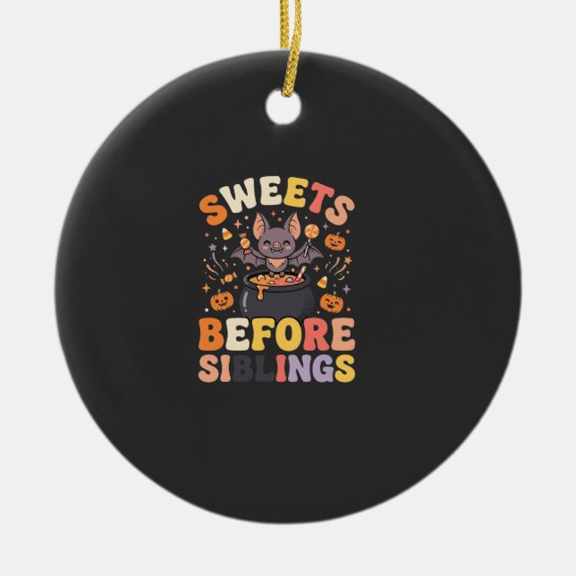 Halloween Candy Sibling Swap Ceramic Ornament (Front)