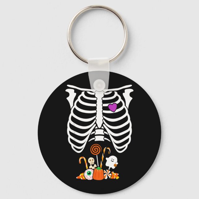 Halloween Candy Skeleton Rib Cage X-Ray Funny Key Ring (Front)