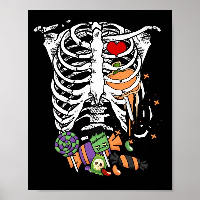 Halloween Candy Skeleton Rib Cage X-Ray Poster (Front)