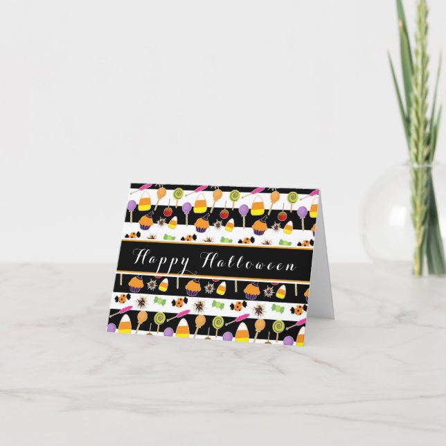 Halloween Candy & Sweets Folding Note Card (Front)