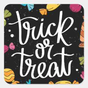 Halloween Candy Trick Or Treat Square Sticker