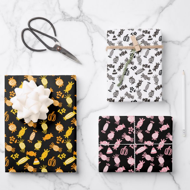 Halloween Candy Trio Gift Wrap (Front)