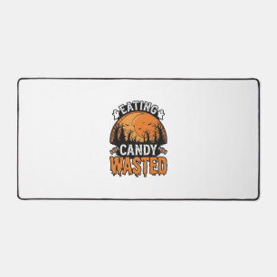 Halloween Candy Wasted Vintage Spooky Shirt Design Desk Mat