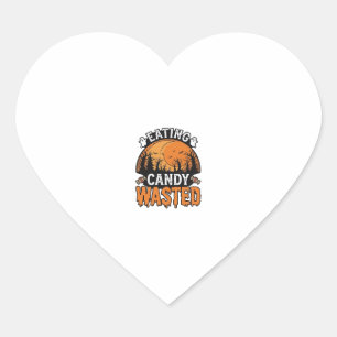 Halloween Candy Wasted Vintage Spooky Shirt Design Heart Sticker