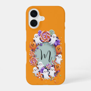 Halloween Candy Wreath with Ghosts iPhone 16 Case