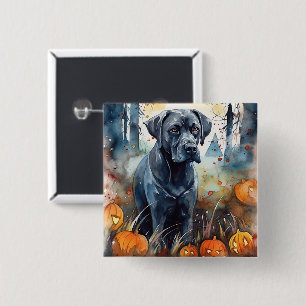Halloween Cane Corso With Pumpkins Scary 15 Cm Square Badge