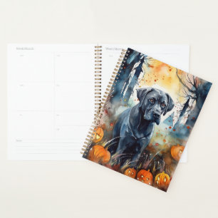 Halloween Cane Corso With Pumpkins Scary Planner
