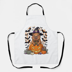 Halloween Capybara Witch Hat Pumpkin Bats Potions Apron
