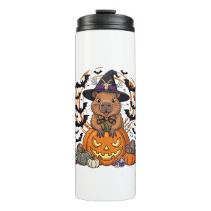 Halloween Capybara Witch Hat Pumpkin Bats Potions Thermal Tumbler