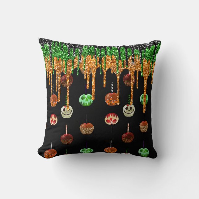 Halloween Caramel Decorated Candy Apples Cushion (Front)