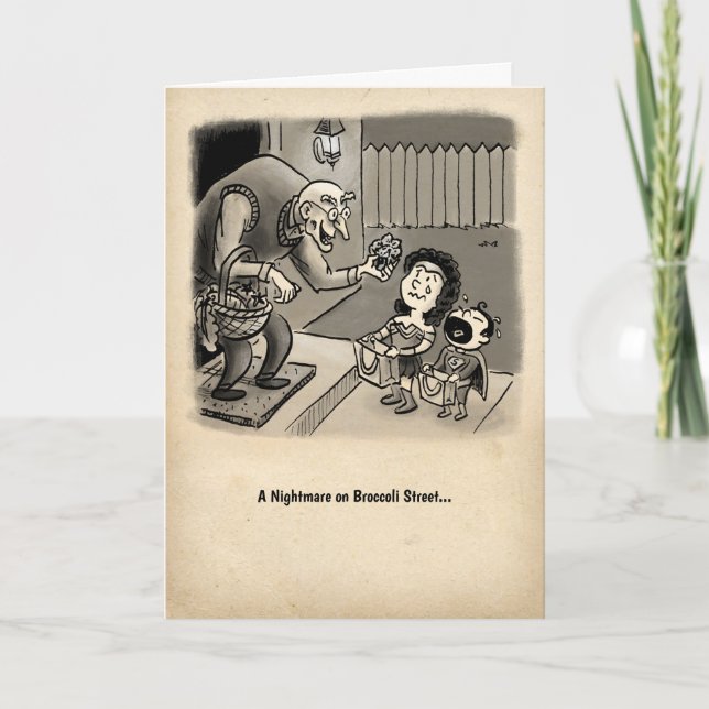 Halloween card: A Nightmare on Broccoli Street Card (Front)