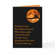 Halloween card for cat lovers, original poem