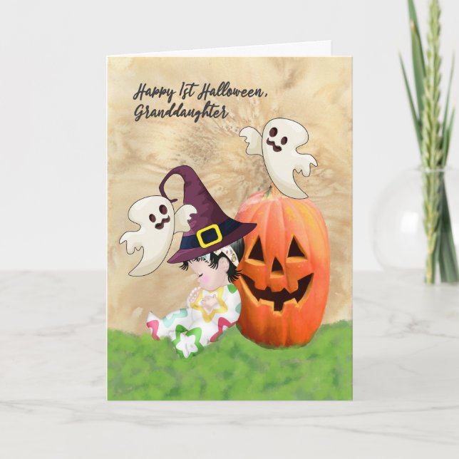 Halloween Card for Granddaughter with Baby, Ghosts (Front)