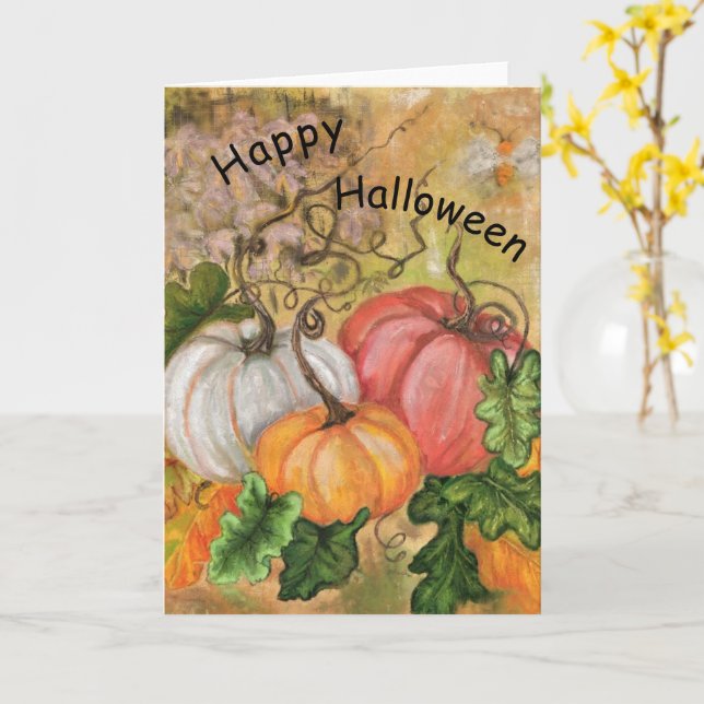Halloween Card Pumpkins - Painting (Yellow Flower)