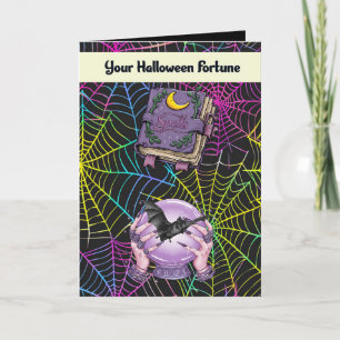 Halloween Card with Colourful Webs & Fortune
