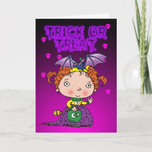 Halloween card with cute little princess trick or