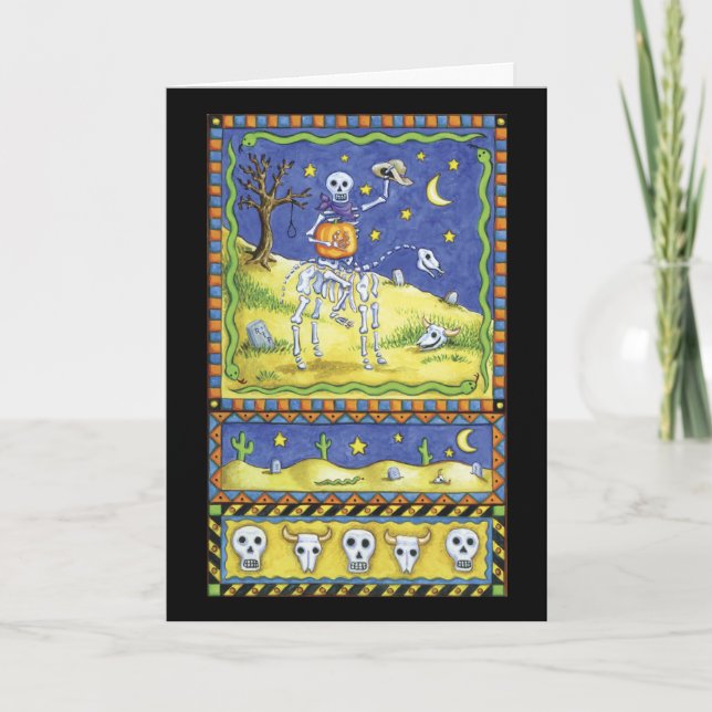 Halloween card with skeleton cowboy (Front)