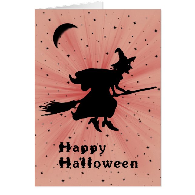 Halloween Card with Witch on a Broom Humourous (Front)