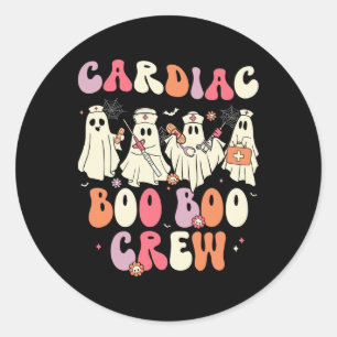 Halloween Cardiac Boo Crew Nurse Ghost Cute Health Classic Round Sticker