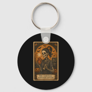 Halloween Cardiac Sonographer Tarot Card Skeleton  Key Ring