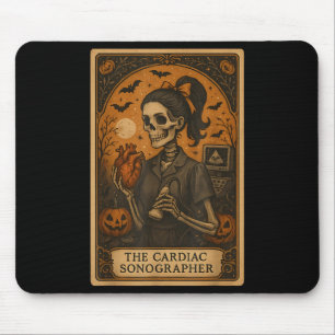 Halloween Cardiac Sonographer Tarot Card Skeleton Mouse Pad