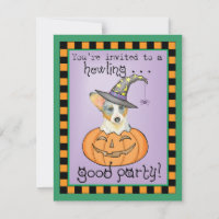 Halloween Cardigan Welsh Corgi Invitation