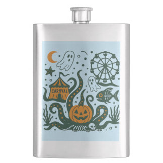 halloween carnaval under the ocean hip flask