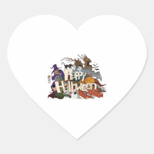 halloween cartoon for invitations happy halloween heart sticker