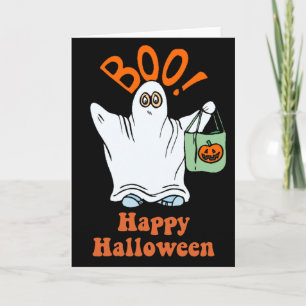 Halloween Cartoon Ghost Trick or Treat Card