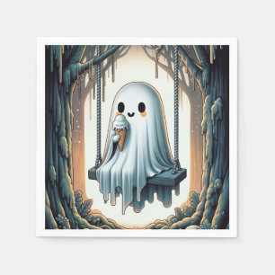 Halloween Cartoon Ghost With Ice Cream Cone Napkin