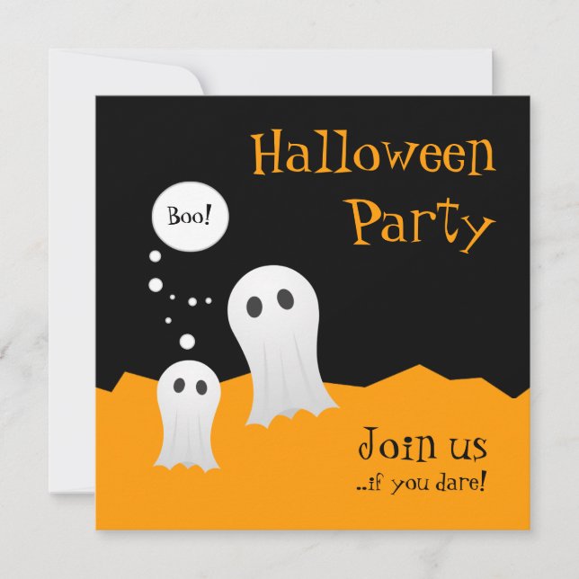 Halloween Cartoon Ghosts Party Invitation (Front)