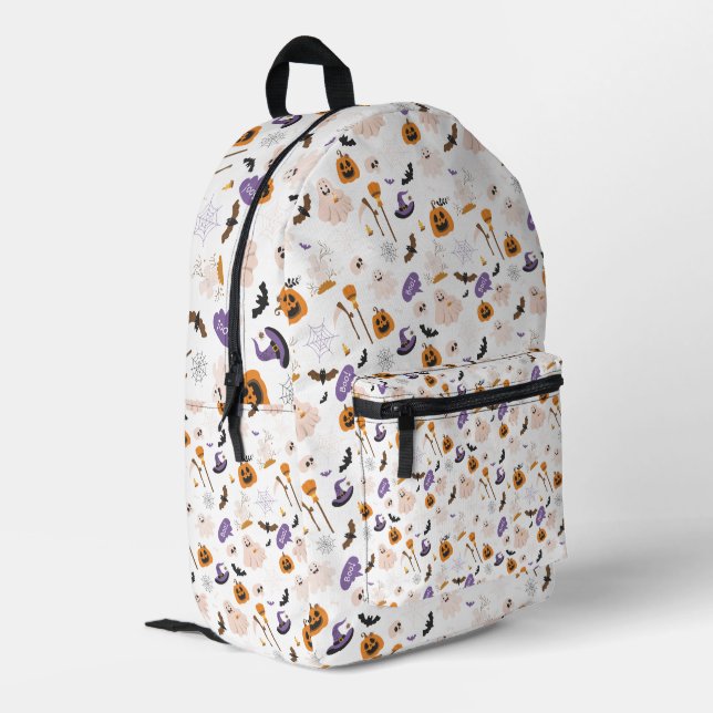 Halloween Cartoon Pattern Printed Backpack (Back Corner Left)