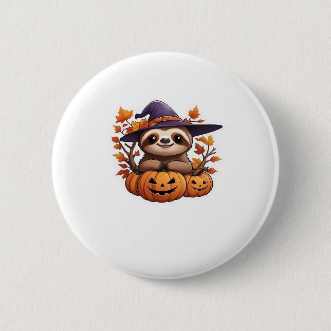 Halloween Cartoon Sloth Classic T-Shirt 6 Cm Round Badge (Front)