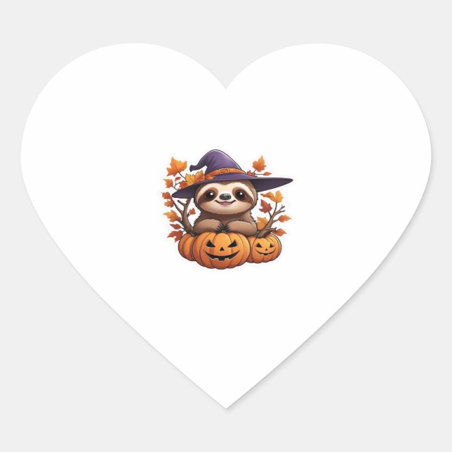 Halloween Cartoon Sloth Classic T-Shirt Heart Sticker (Front)