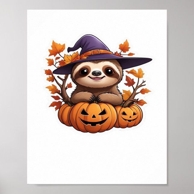 Halloween Cartoon Sloth Classic T-Shirt Poster (Front)