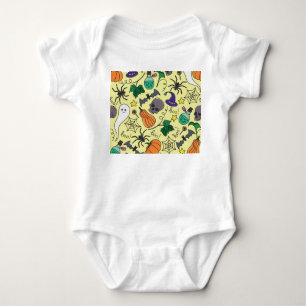Halloween Cartoon: Vibrant Vintage Pattern Baby Bodysuit