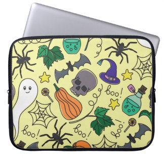 Halloween Cartoon: Vibrant Vintage Pattern Laptop Sleeve
