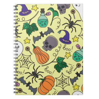 Halloween Cartoon: Vibrant Vintage Pattern Notebook