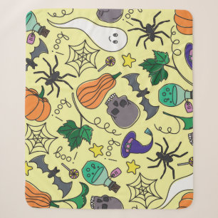 Halloween Cartoon: Vibrant Vintage Pattern Sherpa Blanket