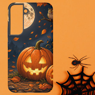 Halloween Carved Pumpkin at Night with Full Moon Samsung Galaxy Case