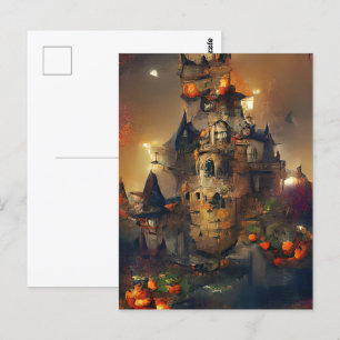 Halloween Castle, Halloween Ghost, Japanese Art  P Postcard