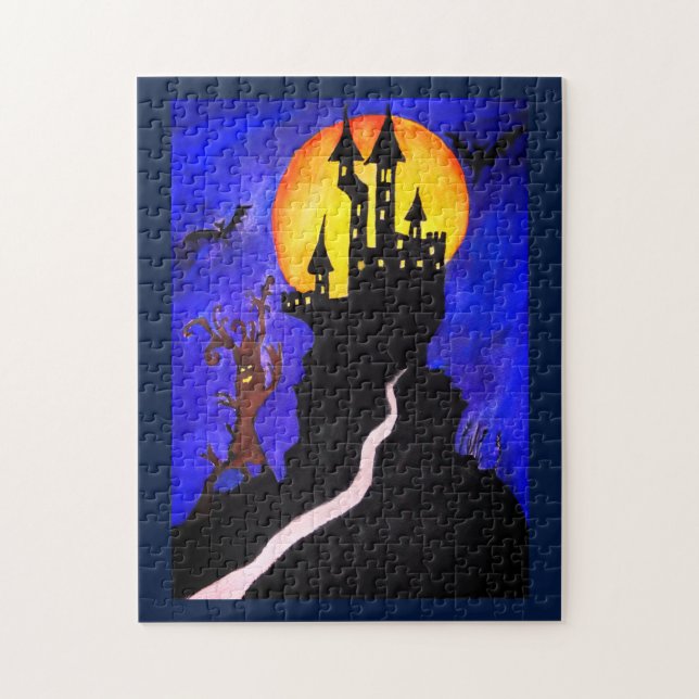 Halloween Castle Tree  Photo Puzzle with Gift Box (Vertical)