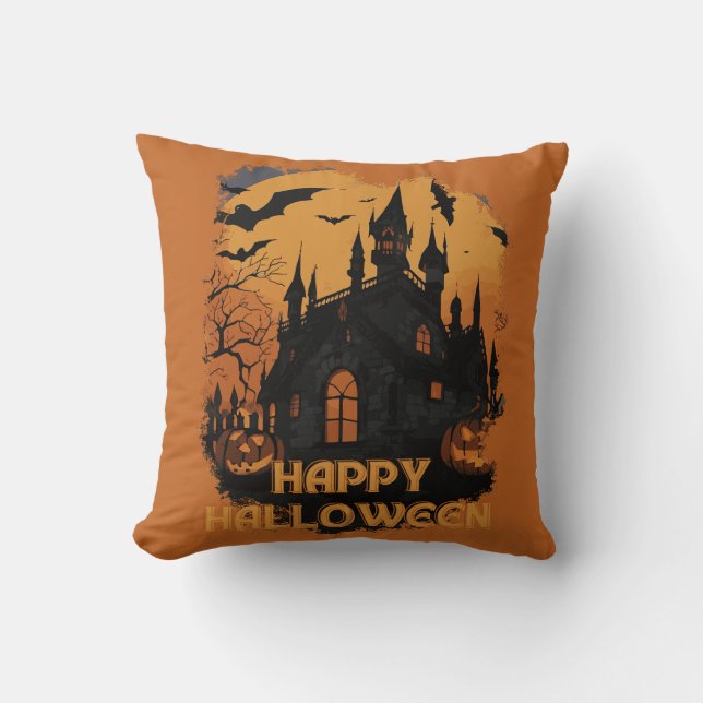Halloween castle under moonlight cushion (Front)
