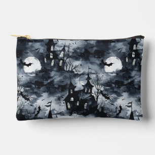 Halloween Castle with moon and bats Gothic Accessory Pouch