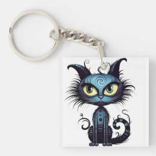 Halloween Cat #10 Digital Art Key Ring