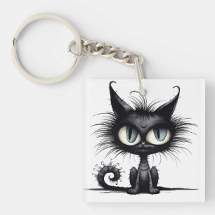 Halloween Cat #14 Digital Art Key Ring