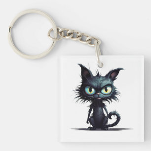 Halloween Cat #16 Digital Art Key Ring
