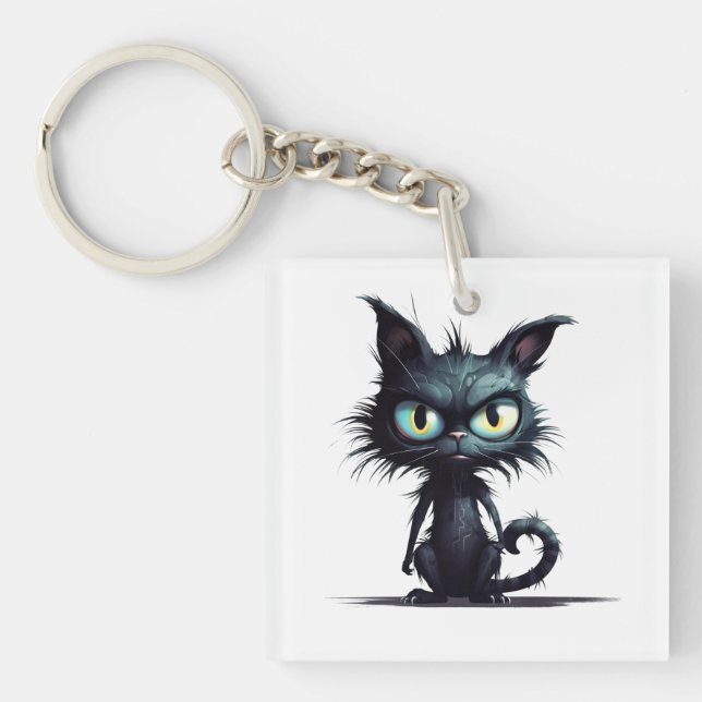 Halloween Cat #16 Digital Art Key Ring (Front)
