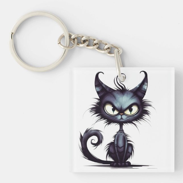 Halloween Cat #2 Digital Art Key Ring (Front)